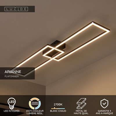 Lucide ARIANNE - Plafonnier - LED - CCT - 1x23W 2700K/4000K - Noir